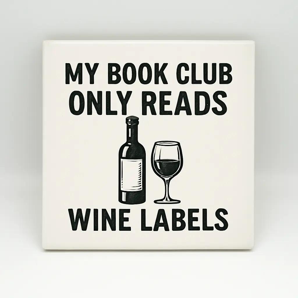 My book club only reads wine labels Coaster
