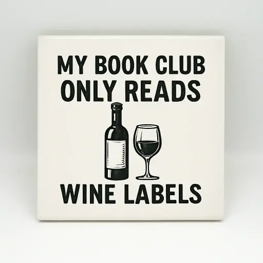 My book club only reads wine labels Coaster