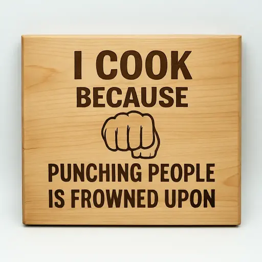 I cook because punching people is frowned upon Cutting Board